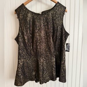 Alfani Black and Gold Top Size Large Metallic NWT